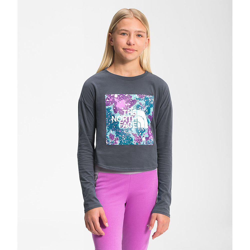 The North Face Long Sleeve Graphic Κορίτσια Μπλούζα Με Μακρύ Μανίκι - Γκρι (IYME82135)